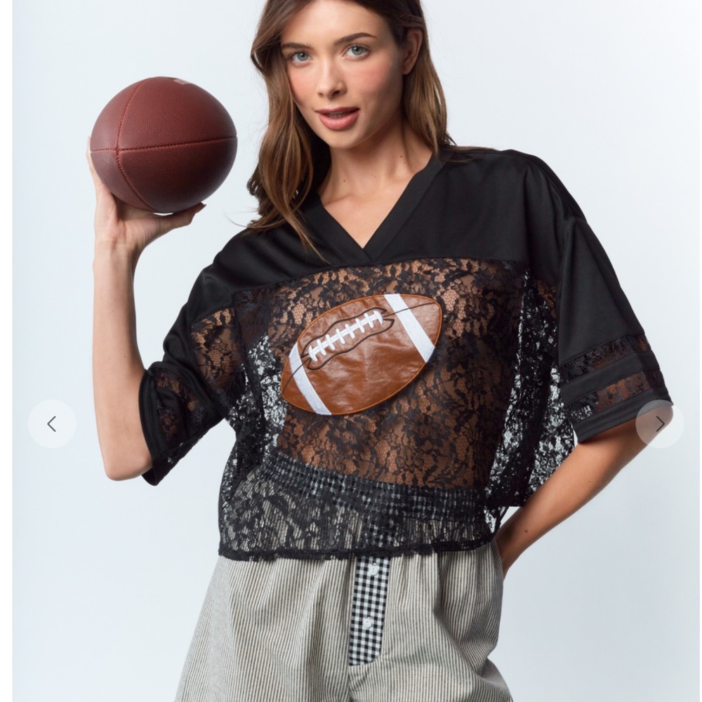 💕 Rareraw “ Touchdown “ Rareraw Football Graphic Mesh Top 57